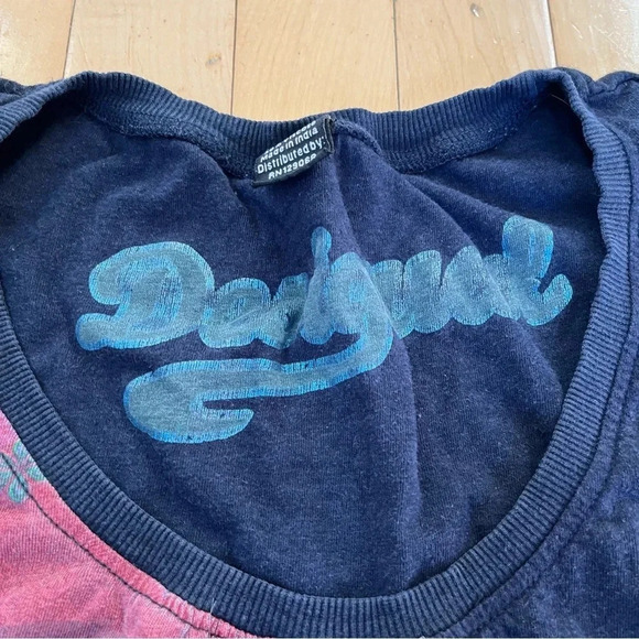 Desigual Womens Beaded Short Sleeve Top Size S Multicolored Boho Indie Y2K - Picture 5 of 10